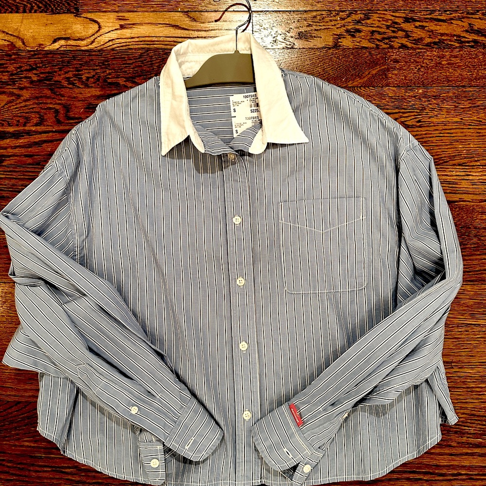 Women's Blue Striped Button Down Shirt by Denimist